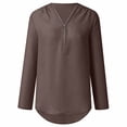 thumbnail image 4 of Crop Tops pour Femmes Tendance Chemises d'Été à Manches Longues pour Femmes Fermeture Éclair Tunique Décontractée Col en V Blouse à Manches Roulables Hauts Blouse de Travail pour Femmes en Liquidation, 4 of 6