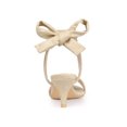 thumbnail image 2 of BLISSFUL STEP Women Open Toe Ankle Bow Tie Mid Heels Sandals Beige 8, 2 of 7