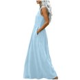 thumbnail image 4 of Kyusrd Robe Maxi pour Femmes Robe d'Été Débardeur Robe Sans Manches Robe Soleil Col en V Fluide Ligne A Longue avec Poche, 4 of 7