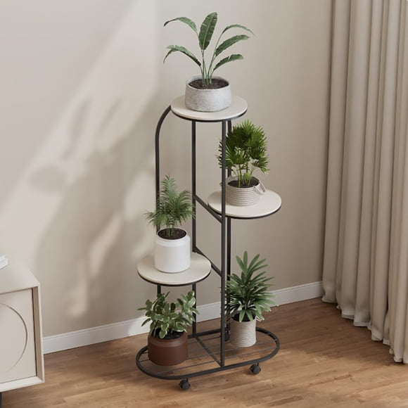 Iron Art Indoor Home Floor Standing Mobile Multi-Layer Plant Stand, Living Room Luxury Decorative Flower Rack, Simple Iron Storage Shelf, Plant Holder, Tiered Plant Stand