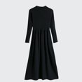 thumbnail image 2 of Pisexur Robes Chandails pour Femmes 2024 Tendance Couleur Unie Robe Midi en Tricot Côtelé Col Rond Robe à Manches Longues Mode Décontractée Robe d'Automne Ample Plissée Robes Chandails à Étages, 2 of 9