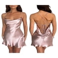 thumbnail image 4 of Robe Midi Sexy en Satin à Bretelles Spaghetti Col Bénitier pour Cocktail, 4 of 5