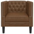 thumbnail image 2 of vidaXL Chesterfield Sofa Chair Brown Faux Suede Leather, 2 of 5