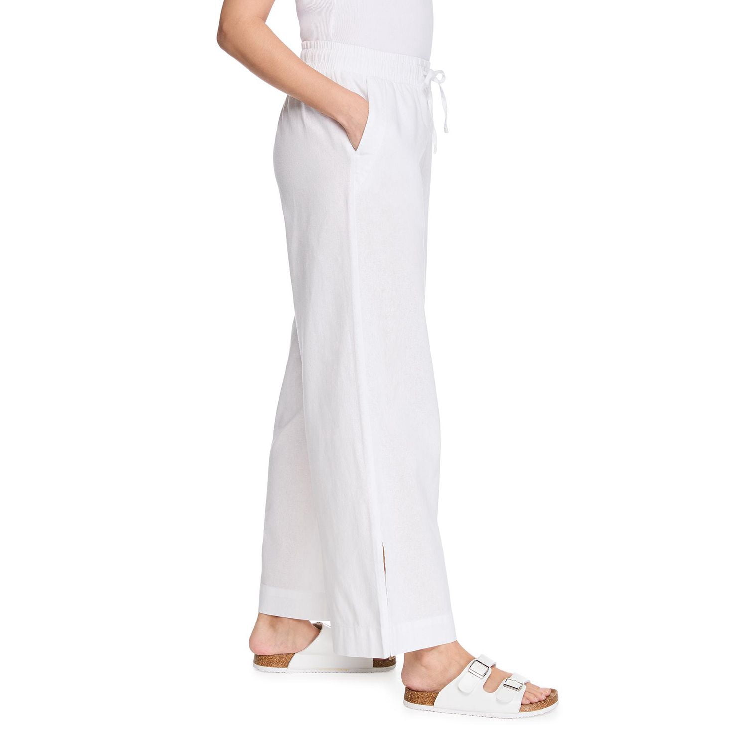 Pantalon à jambe large en mélange de lin George pour femmes