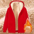 thumbnail image 2 of Chandail à Col Rond d'Automne pour Homme, Chandails à Capuchon d'Hiver, Molleton Chaud, Chandail Lourd, Fermeture Éclair, à Capuche avec Poches, P-19 Rouge-A 3TG, 2 of 3