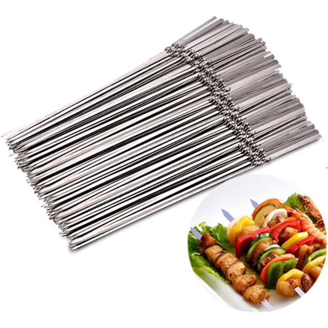 Signatures 20 Pcs Brochettes de Barbecue Plates Réutilisables en Acier Inoxydable Bâton d'Aiguille de BBQ pour Camping en Plein Air Pique-Nique Outils Outils de Cuisson