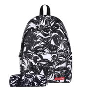 Shoulder Backpack Fashion Leaf Pattern Printed School Daypack with Pencil Bag
