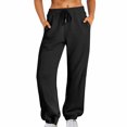 thumbnail image 2 of RKSTN Womens Pants Sweatpants Baggy Loose Mid Rise Fleece Workout Active Long Jogger Sweat Pants With Pockets Loose Fitting Long Pants, 2 of 5