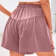 thumbnail image 4 of Ovticza Womens Linen Shorts 2025 Summer Drawstring Ruffle Elastic High Waist Solid Color Casual Beach Shorts with Pockets Light pink 2XL, 4 of 8