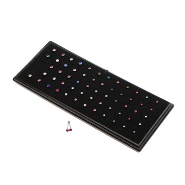 60 Pcs en Vrac Bijoux de Clou de Nez en Acier Inoxydable Multicolores en Cristal et Strass Multicolores