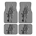 thumbnail image 1 of Lsque Optical Zebra Illusion Print 4-Piece Floor Mats, Heavy-Duty Rubber Liners, Anti-Slip Design, All-Season Automotive Protection, Vehicles, Cars, Trucks, and SUVs, 1 of 7