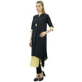 thumbnail image 2 of Bimba Kurta à Ourlet Asymétrique Ligne A Double Couche Noir & Beige pour Femmes-24, 2 of 7