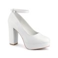 thumbnail image 1 of BLISSFUL STEP Escarpins à Talon Bloc pour Femmes Plateforme Bride à la Cheville Bout Rond Talon Blanc 9, 1 of 7
