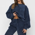thumbnail image 4 of RKSTN Ensembles 2 Pcs pour Femmes Mode d'Automne Couleur Unie Chandail à Enfiler Poches Survêtements Col Rond Hauts de Sport et Ensembles de Pantalons Longs Ajustés, 4 of 8