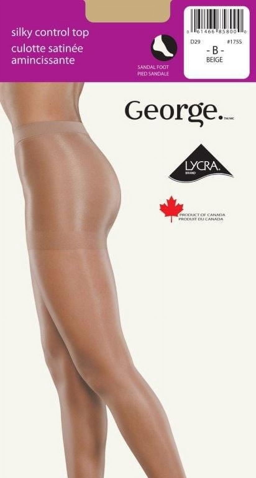 George Women's Silky Control Top Sandalfoot Pantyhose