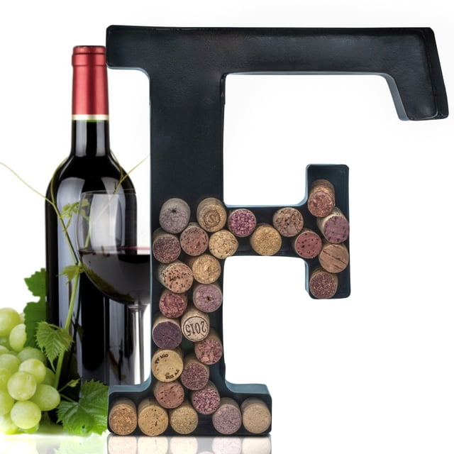 Made Easy Kit Metal Letter Wine Cork Holder, Black, Metal, Set of 1
