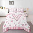 thumbnail image 2 of Erosebridal Initial V Letter Bedding Toddler Comforter Set, Pink Heart Bow-tie Down Comforter, Geometry Decor, Reversible 2pcs, 2 of 8