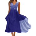 thumbnail image 1 of Robe Décontractée pour Femmes Robe Décontractée pour Femmes Robe en Mousseline à Col en V Sans Manches Vêtements pour Femmes m Argent, 1 of 3