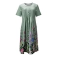 thumbnail image 4 of CEHVOM Robes de Plage Grande Taille pour Femmes, Robes pour Femmes à Bretelles Spaghetti, Robe de Plage à Manches Courtes, Robe d'Été Classique Chic pour Dames en Coton Ultra Douce à Motif Floral Graphique pour Femmes, 4 of 5