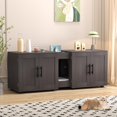 thumbnail image 1 of Litter Box Enclosure for 2 Cats, Cat Hidden Litter Box Enclosure Furniture with Double Room, Wooden Enclosed Cat Litter Box Furniture, 1 of 9
