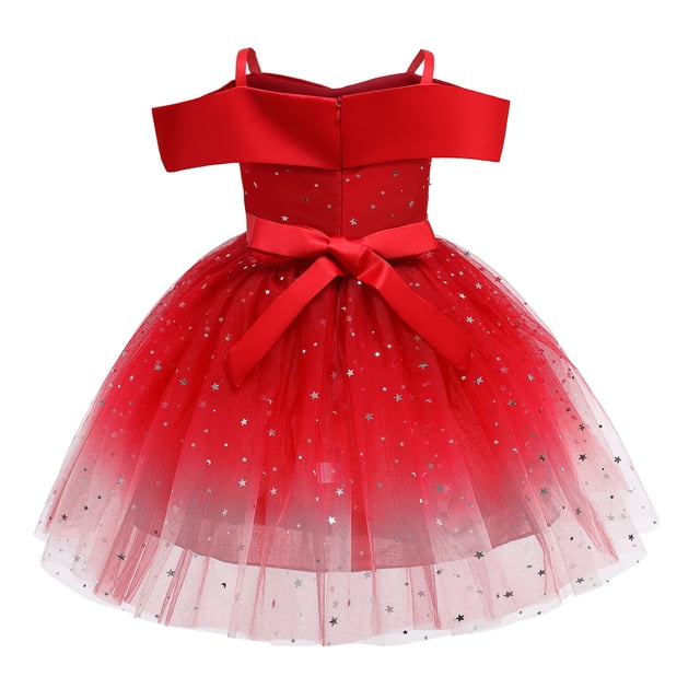 Robes de Fête pour Filles Tout-Petits Filles Filet Tempérament Sequins Nœud Robe de Fête d'Anniversaire Longues Robes Longues pour Filles Robes d'Anniversaire pour Filles Petites Filles Robes