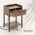 thumbnail image 3 of Gymax Nightstand Side End Table w/ Charging Station Drawer Open Shelf for Small Space, 3 of 9