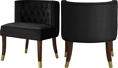 Meridian Furniture Perry Collection Chaise de Salle à Manger Moderne en Velours, Enfants, Noir (Ensemble de 2)