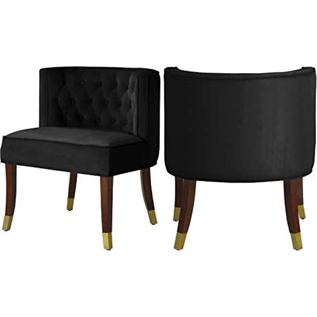 Meridian Furniture Perry Collection Chaise de Salle à Manger Moderne en Velours, Enfants, Noir (Ensemble de 2)