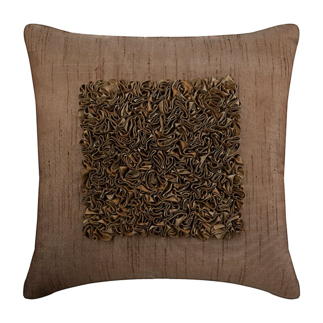 The HomeCentric Cushion Covers, Light Brown Decorative Throw Pillow Covers Pack of 2, 16x16 inch (40x40 cm), Silk Throw Pillows For Couch, Solid Color, Ribbon , Modern - Vintage Champagne Brown