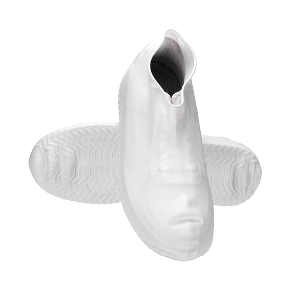 Uxcell Couvre-Chaussures Imperméables, (Grand, Blanc) (1 Paire), Couvre-Chaussures de Pluie en Silicone Antidérapants Résistants à l'Eau pour l'Extérieur, Convient pour - Hommes/femmes Cyclisme, Camping, Marche