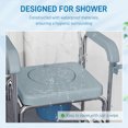 thumbnail image 4 of HOMCOM Chaise de Douche Roulante, Chaise de Chevet avec Roues, Dossier, Accoudoirs, Repose-Pieds Rabattables pour Aînés, Personnes Handicapées, Gris, 4 of 7