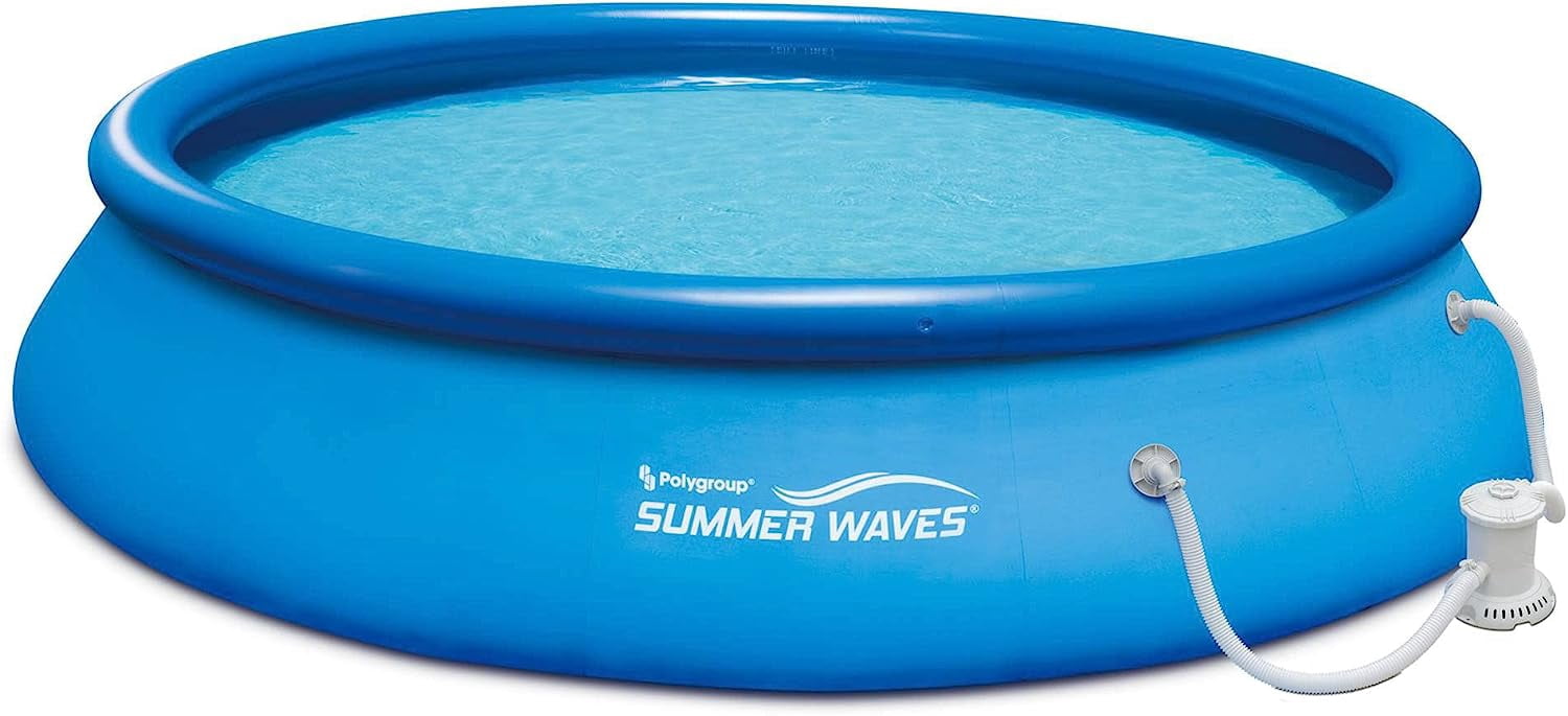 Summer Waves 15ft x 36in Round Quick Set Inflatable Pool with RX600 filter pump (2818 gallons) - Blue