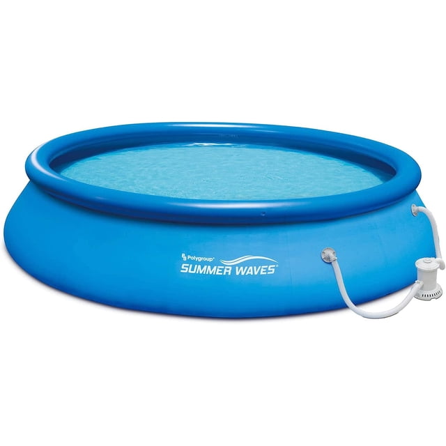 Summer Waves Piscine Gonflable Ronde à Installation Rapide 15 Pieds x 36 Po avec Pompe de Filtration RX600 (2818 gallons) - Bleu
