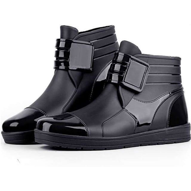 LSLJS Bottes Cheville pour Hommes, Bottes de Pluie Basses Mode pour Hommes Antidérapantes Couleur Unie