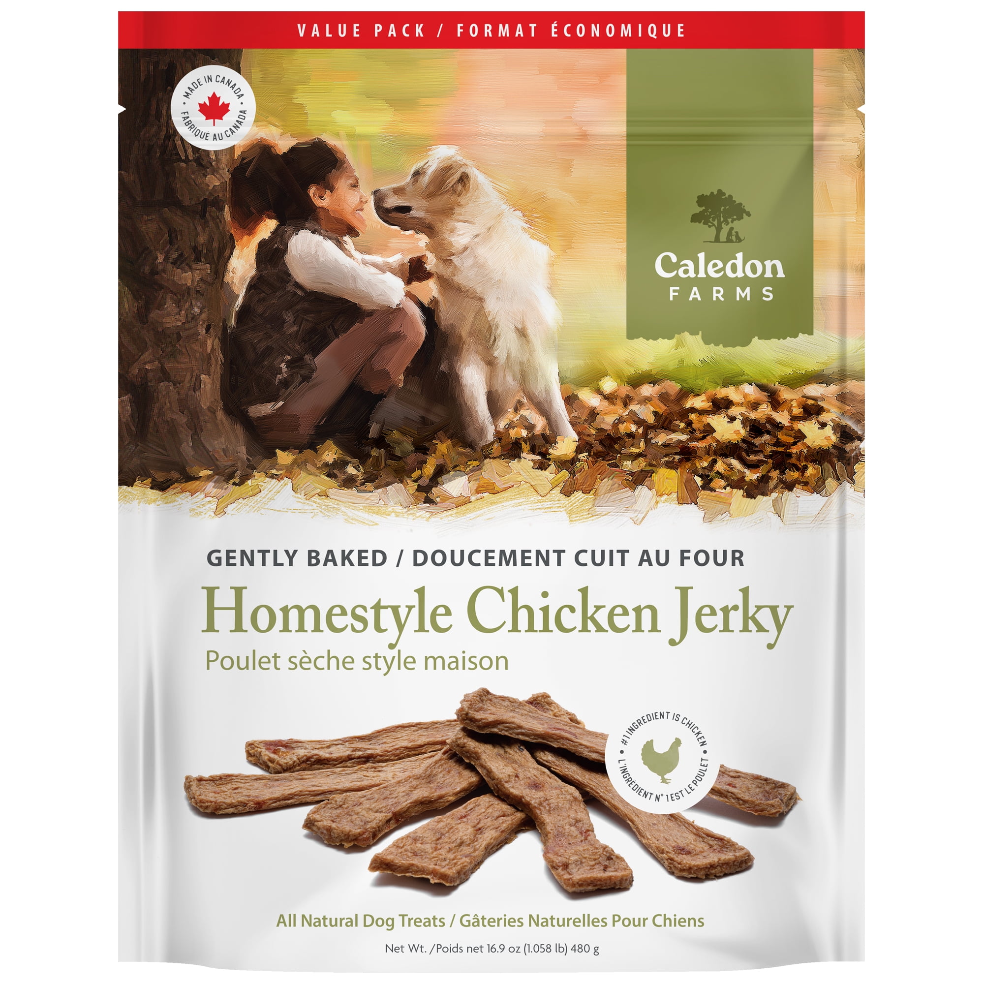 Caledon Farms Homestyle Chicken Jerky Value Pack, Made with 95% Chicken 480 grams