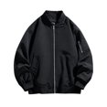 thumbnail image 2 of RXIRUCGD Men's Solid Color Zipper Pocket Thin Jacket Coat, Black, Size: L, 2 of 7