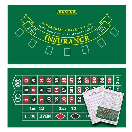 Gse Games & Sports Expert 36"" X 72"" Blackjack&Roulette Layout Felt, Las Vegas Style Casino Black Jack And Roulette Layout Mat With Instructions And Strategy Chart