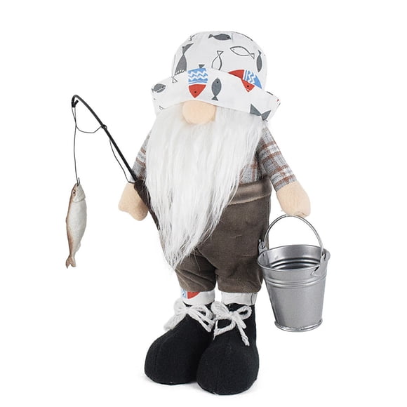 Aqestyerly Poupée Sans Visage de Pêche pour Homme Âgé, Posture Debout, Ornement de Bureau à la Maison, Figurine Décorative