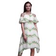 thumbnail image 1 of Bimba Robe Shift Épaules Dénudées Style Chic pour Femmes Imprimé Teinture sur Nœuds Vert Tunique d'Été - TTG, 1 of 6