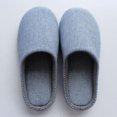 thumbnail image 1 of 1 Pair Japanese Style Men Slippers Winter Blue Striped Soft-soled Home Slippers, 1 of 6