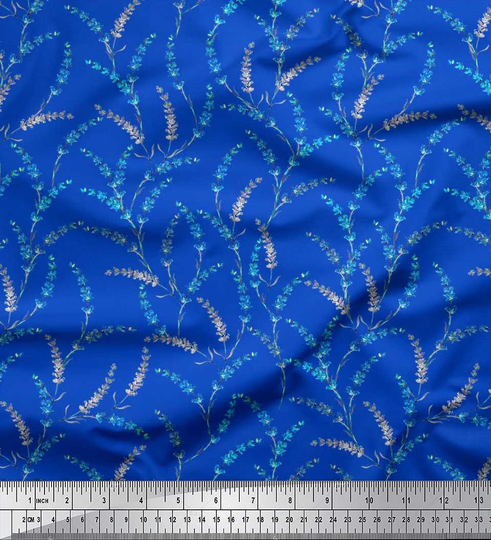 Soimoi Silk Fabric Lavender Floral Print Fabric by The Yard 42 Inch Wide