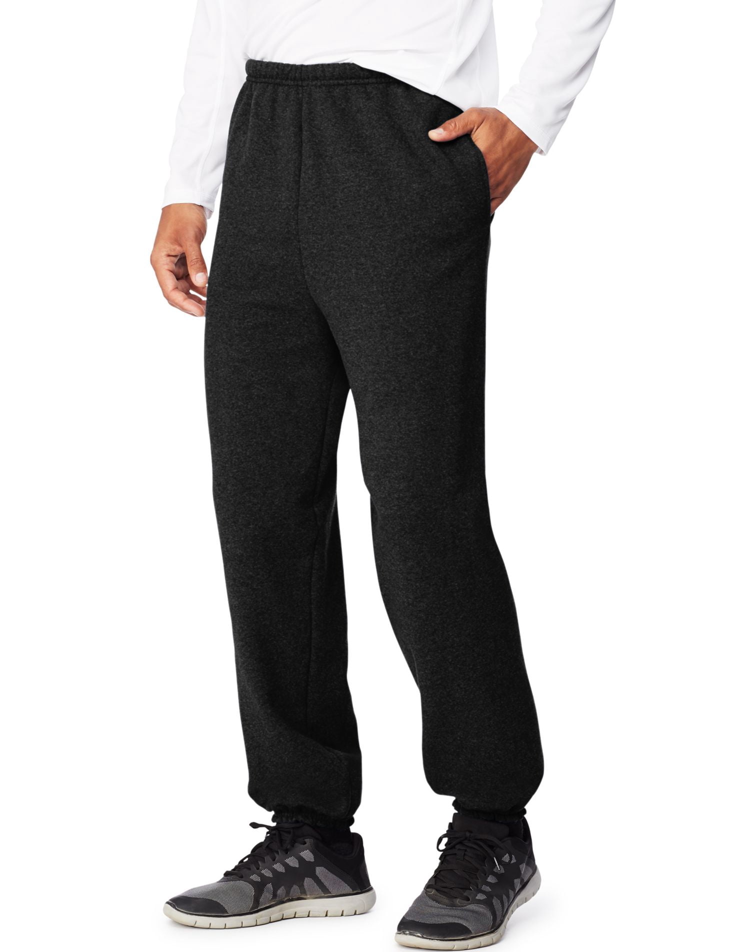 Hanes Mens Sport Ultimate Cotton Fleece Sweatpants With Pockets, 2XL, Black