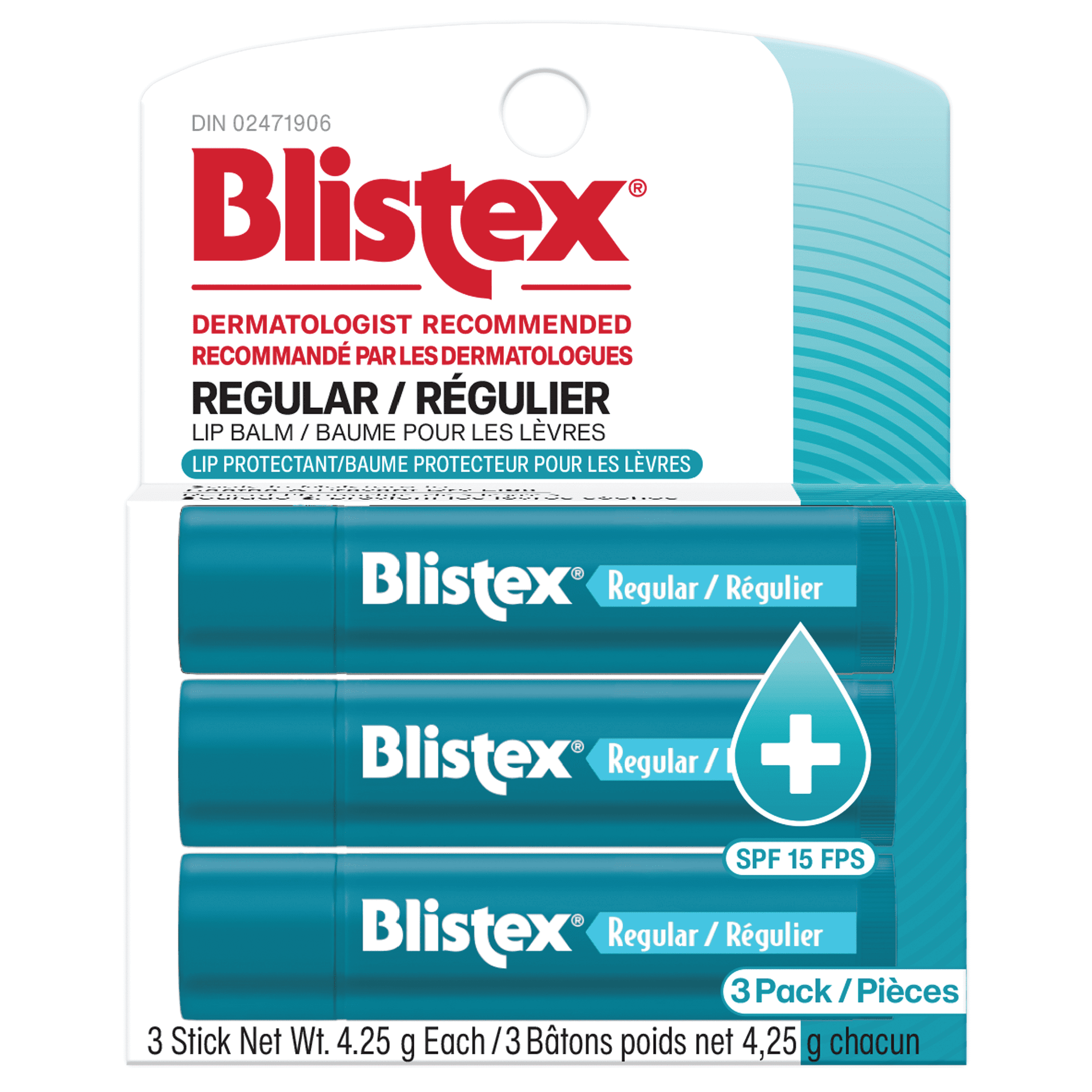 Blistex Baume pour les Lèvres Régulier Format Économique Écran Solaire / Baume Protecteur pour les Lèvres Lot de 3
