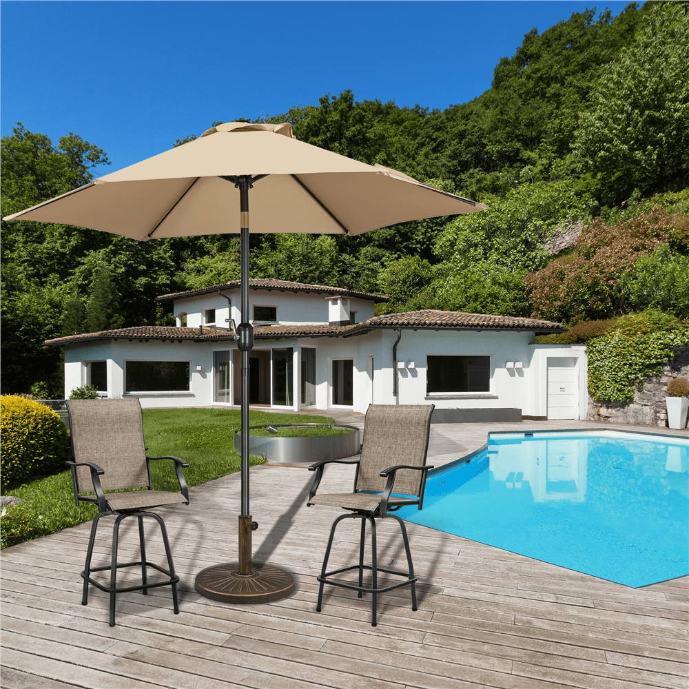 FullFurnique Pied de Parasol de Terrasse 10,1 kg, Résine Robuste Ronde, Bronze