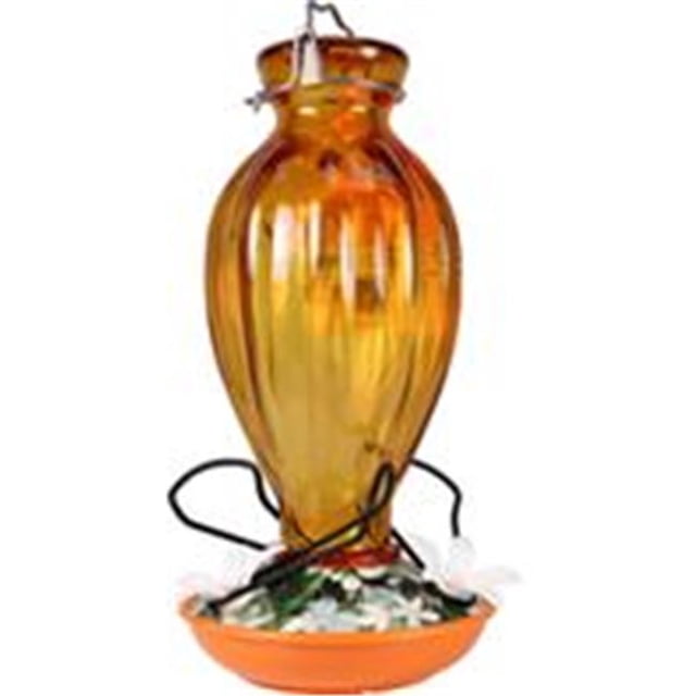 Audubon-Woodlink 991013 Mangeoire Décorative en Verre pour orioles avec un Corps en Verre orange et Trois Postes d'Alimentation et Perchoirs Blancs en Forme de Fleur. Conçue pour Attirer les orioles, Elle Est Facile à Remplir et à Nettoyer. Convient à une Utilisation Extérieure au Jardin. Lot de 4.