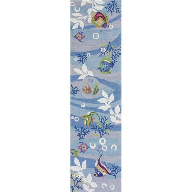 HomeRoots 353708 2 ft. x 7 ft. 6 in. Runner Polyester Blue Area Rug