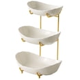 thumbnail image 2 of Siruishop Ceramic Fruit Bowl for Kitchen Counter Fruit Display Stand for Kitchen Snack Golden 3 Layer, 2 of 8