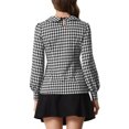 thumbnail image 3 of INSPIRE CHIC Womens' Peter Pan Collar Houndstooth Plaid Long Sleeve Button Back Blouses S Black, 3 of 6