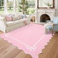 thumbnail image 2 of Nanan 4'x6' Scalloped Bow Area Rug, Non-Slip Back, Machine Washable Low-Pile Carpet for Living Room Bedroom Nursery Home Decor,Pink, 2 of 7