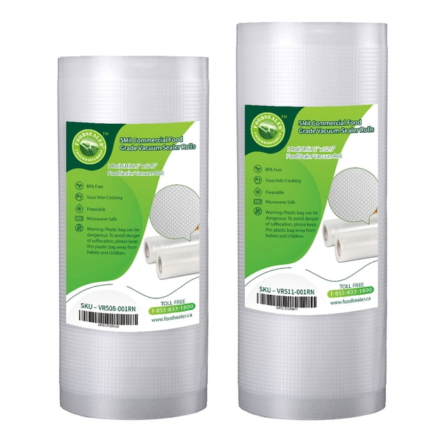 1 Roll 8” x 52.5Ft + 1 Roll 11" x 52.5Ft Food Sealer 5Mil Commercial Food Grade Vacuum Sealer Bag for your Cabela's Sealer Food Saver Vacuum Sealer Seal-A-Meal VacMaster Sealer & Weston Vacuum Sealer